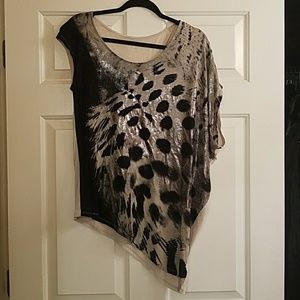 Asymmetrical black and silver fashion top